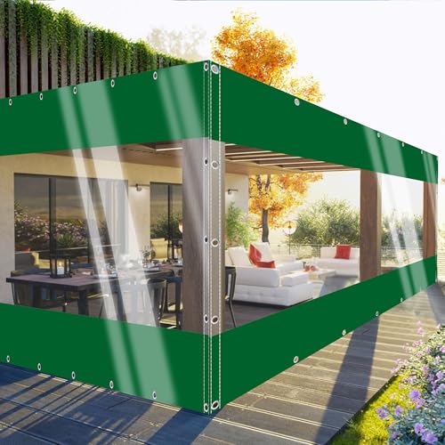 TMGJShd Plane Outdoor Winter Vorhänge Wetterfeste Anpassbar Verdickenplane PVC Outdoor Planenvorhänge für Garten Pavillon Terrassen Balkon Gewächshäuser. (Grün/Size: H:2m W:4m) von TMGJShd