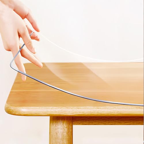 TMGJShd Tischschutz Parfümfreie PVC-Tischdecke, Abwaschbar Wasserdicht Heimgebrauch Als Schutzhülle Geeignet Für Esstische, Anpassbare Größen und Formen. (Transparent, 2mm - 60 x 80 cm Rechteck) von TMGJShd