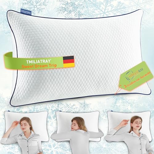 TMILIATRAY Kühlender Memory Foam Kissen, Orthopädisches Nackenstützkissen Visco Kopfkissen Einstellbares Nackenkissen Schlafkissen mit Waschbarer Bezug und Füllpaket (Weiß, 40x80 cm) von TMILIATRAY