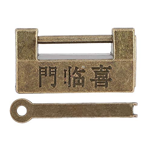 Vintage chinesischen Stil Vorhängeschloss, Art Antike Vorhängeschloss, Antik Mini Kupfer Antik Bronze Vorhängeschloss Horizontal Schloss für Schmuckschatulle Kabinett Fälle Kisten Schubladen von TMISHION