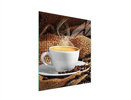 TMK ArtDeko Herdabdeckplatte 45x52 Einteilig Glas Induktion Herdschutz Spritzschutz Glasplatte Deko Schneidebrett, Kaffee von TMK ArtDeko