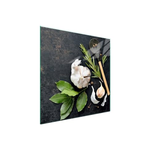 TMK ArtDeko Herdabdeckplatte 50x52 Einteilig Glas Induktion Herdschutz Spritzschutz Glasplatte Deko Schneidebrett, Gewürze von TMK ArtDeko