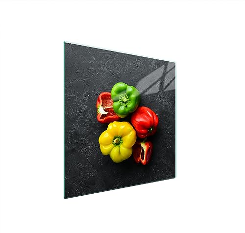 TMK ArtDeko Herdabdeckplatte 50x52 Einteilig Glas Induktion Herdschutz Spritzschutz Glasplatte Deko Schneidebrett, Pfeffer von TMK ArtDeko
