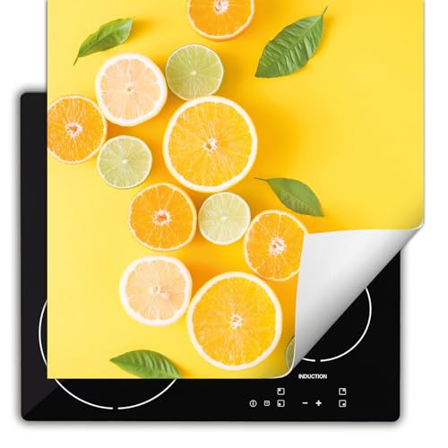 TMK ArtDeko Herdabdeckplatte 60x52 cm Einteilig Herdabdeckung Abdeckplatte für Ceranfeld Abdeckung Induktionskochfeld Aufrollbare Matte - Gelb Zitrone von TMK ArtDeko