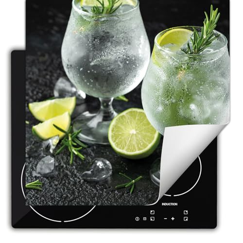 TMK ArtDeko Herdabdeckplatte 60x52 cm Einteilig Herdabdeckung Abdeckplatte für Ceranfeld Abdeckung Induktionskochfeld Aufrollbare Matte - Limette Getränk von TMK ArtDeko