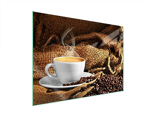 TMK ArtDeko Herdabdeckplatte 70x52 cm 1-teilig Ceranfeldabdeckung Induktion Herdschutz Spritzschutz Glasplatte Deko Schneidebrett, Kaffee von TMK ArtDeko