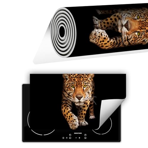 TMK ArtDeko Herdabdeckplatte Ceranfeld abdeckung Aufrollbare Matte für Induktion 1-teilig 90x52 cm, Schwarz Panther von TMK ArtDeko