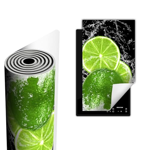TMK ArtDeko Herdabdeckplatte Ceranfeld abdeckung Aufrollbare Matte für Induktion Einteilig 30x52 cm, Schwarz Limette von TMK ArtDeko