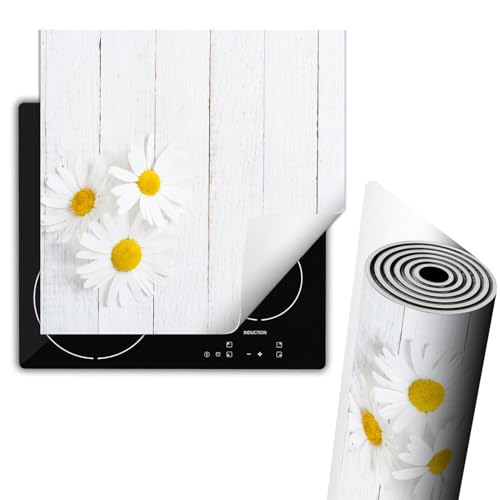 TMK ArtDeko Herdabdeckplatte Einteilig Küche Herdabdeckung Ceranfeld Herdabdeckplatten Anti Rutsch Matte Aufrollbar 60x52 cm, Blumen Holz von TMK ArtDeko