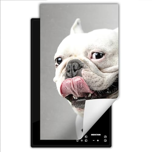 TMK ArtDeko Herdabdeckplatte Einteilig Küche Herdabdeckung Induktionsfeld Ceranfeld Herdabdeckplatten Vinyl Matte Aufrollbar 30x52 cm - Hund Tier von TMK ArtDeko