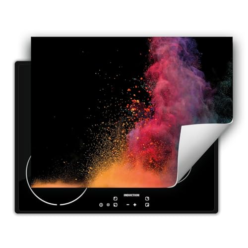 TMK ArtDeko Herdabdeckplatte Einteilig Küche Herdabdeckung Induktionsfeld Ceranfeld Herdabdeckplatten Vinyl Matte Aufrollbar 80x52 cm - Schwarz Explosion von TMK ArtDeko