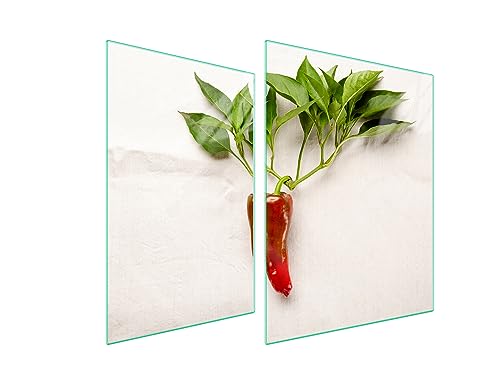 TMK ArtDeko Herdabdeckplatten Set 70 x 52 cm Ceranfeld Abdeckung Glas Spritzschutz Abdeckplatte Glasplatte Herd Ceranfeldabdeckung Deko Schneidebrett, Chili TMK ArtDeko Herdabdeckplatten Set 70 x 52 cm Ceranfeld Abdeckung Glas Spritzschutz Abdeckplatte Glasplatte Herd Ceranfeldabdeckung Deko Schneidebrett, Chili von TMK ArtDeko