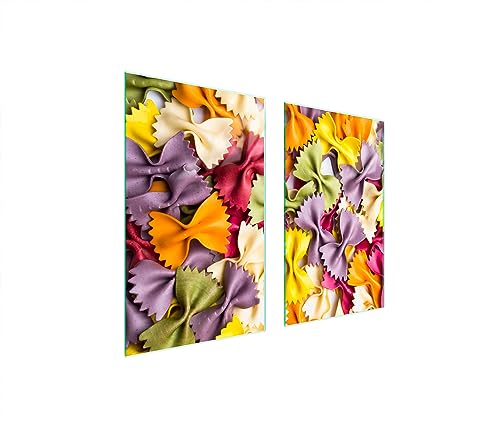 TMK ArtDeko Herdabdeckplatten Set 75x52 cm Ceranfeld Abdeckung Glas Spritzschutz Abdeckplatte Glasplatte Herd Ceranfeldabdeckung Deko Schneidebrett, Essen von TMK ArtDeko