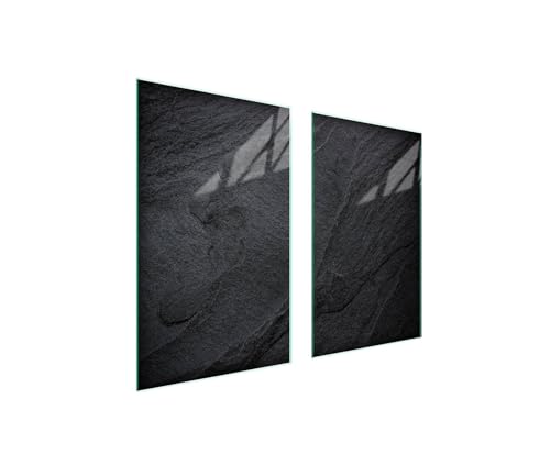 TMK ArtDeko Herdabdeckplatten Set 75x52 cm Ceranfeld Abdeckung Glas Spritzschutz Abdeckplatte Glasplatte Herd Ceranfeldabdeckung Deko Schneidebrett, Schiefer TMK ArtDeko Herdabdeckplatten Set 75x52 cm Ceranfeld Abdeckung Glas Spritzschutz Abdeckplatte Glasplatte Herd Ceranfeldabdeckung Deko Schneidebrett, Schiefer von TMK ArtDeko