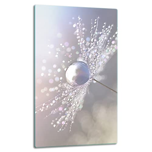 TMK | Herdabdeckplatte 30x52 Einteilig Glas Elektroherd Induktion Herdschutz Spritzschutz Glasplatte Deko Schneidebrett Blume von TMK ArtDeko