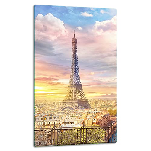 TMK | Herdabdeckplatte 30x52 Einteilig Glas Elektroherd Induktion Herdschutz Spritzschutz Glasplatte Deko Schneidebrett Paris von TMK ArtDeko