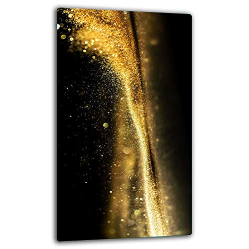 TMK | Herdabdeckplatte 30x52 Einteilig Glas Elektroherd Induktion Herdschutz Spritzschutz Glasplatte Deko Schneidebrett Schwarz von TMK ArtDeko