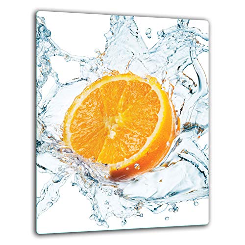 TMK | Herdabdeckplatte 40x52 Einteilig Glas Elektroherd Induktion Herdschutz Spritzschutz Glasplatte Deko Schneidebrett Bunt Orange von TMK ArtDeko