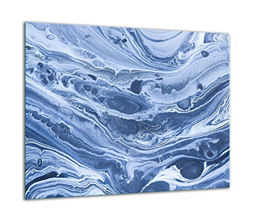 TMK | Herdabdeckplatte 60x52 Einteilig Glas Elektroherd Induktion Herdschutz Spritzschutz Glasplatte Deko Schneidebrett Marmor Blau von TMK ArtDeko