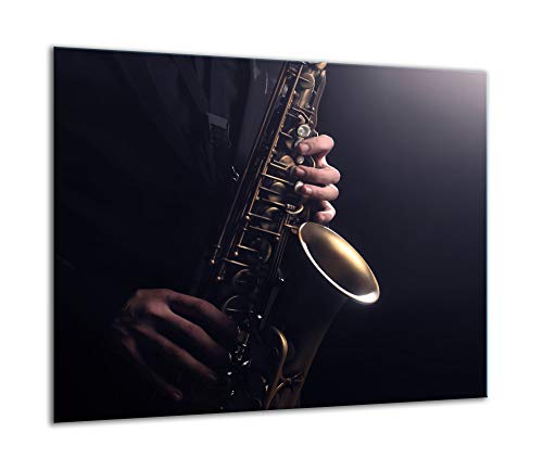 TMK | Herdabdeckplatte 60x52 Einteilig Glas Elektroherd Induktion Herdschutz Spritzschutz Glasplatte Deko Schneidebrett Musik Schwarz von TMK ArtDeko