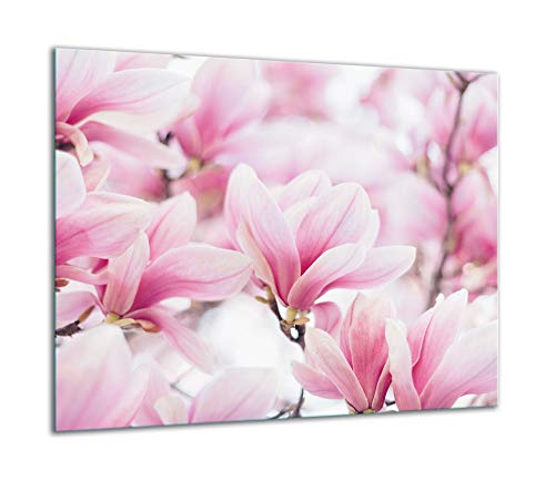 TMK | Herdabdeckplatte 60x52 Einteilig Glas Elektroherd Induktion Herdschutz Spritzschutz Glasplatte Deko Schneidebrett Pink Blumen von TMK ArtDeko