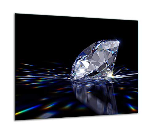 TMK | Herdabdeckplatte 60x52 Einteilig Glas Elektroherd Induktion Herdschutz Spritzschutz Glasplatte Deko Schneidebrett Schwarz Diamant von TMK ArtDeko