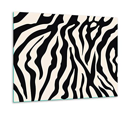 TMK | Herdabdeckplatte 60x52 Einteilig Glas Elektroherd Induktion Herdschutz Spritzschutz Glasplatte Deko Schneidebrett Zebra von TMK ArtDeko