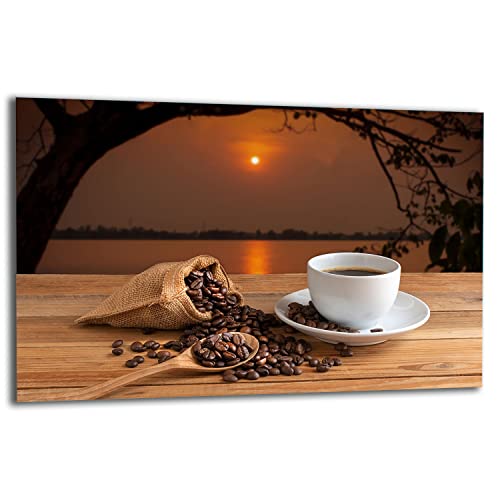TMK | Herdabdeckplatte 80x52 Einteilig Glas Elektroherd Induktion Herdschutz Spritzschutz Glasplatte Deko Schneidebrett Kaffee von TMK ArtDeko