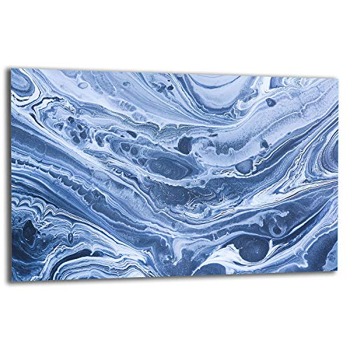 TMK | Herdabdeckplatte 80x52 cm 1-teilig Ceranfeldabdeckung Induktion Herdschutz Spritzschutz Glasplatte Deko Schneidebrett, blau Marmor von TMK ArtDeko