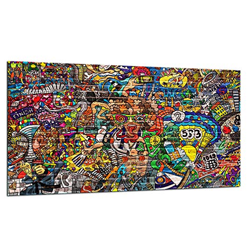 TMK | Herdabdeckplatte 90x52 cm Glas Ceranfeldabdeckung Induktion Herdschutz Spritzschutz Glasplatte Deko Schneidebrett, Bunt Stein von TMK ArtDeko