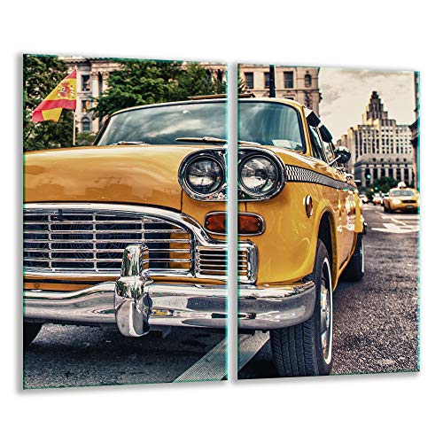 TMK | Herdabdeckplatten 2 Teilig 2x30x52 cm Ceranfeldabdeckung Küche Elektroherd Induktion Herdschutz Spritzschutz Glasplatte Schneidebrett | Auto von TMK ArtDeko