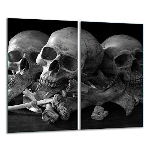 TMK ArtDeko Herdabdeckplatte 2 Teilig 2x30x52 cm - Spritzschutz Herdabdeckung – Herdschutz aus Sicherheitsglas – Robust, Hygienisch & Rutschfest– Schutz für Induktion, Ceran, Gas & Elektro von TMK ArtDeko