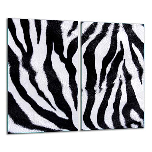 TMK | Herdabdeckplatten 2 Teilig 2x30x52 cm Ceranfeldabdeckung Küche Elektroherd Induktion Herdschutz Spritzschutz Glasplatte Schneidebrett Weiss Schwarz von TMK ArtDeko