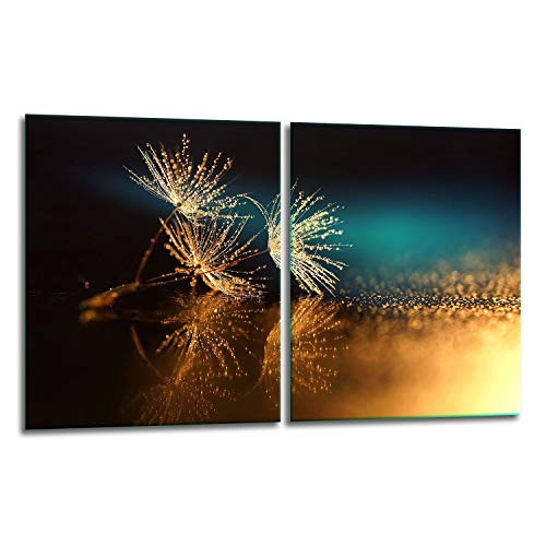 TMK | Herdabdeckplatten Set 2x40x52 cm Ceranfeld Abdeckung Glas Spritzschutz Abdeckplatte Glasplatte Herd Ceranfeldabdeckung Deko Schneidebrett | Blumen von TMK ArtDeko