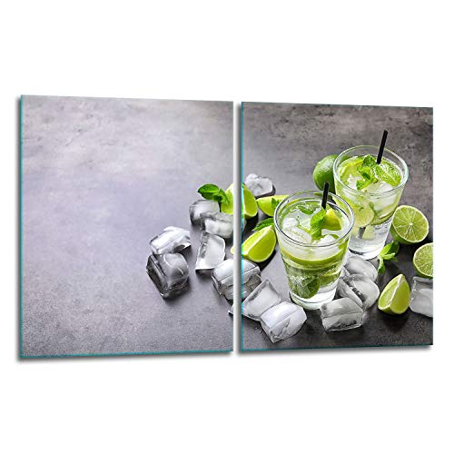 TMK | Herdabdeckplatten Set 2x40x52 cm Ceranfeld Abdeckung Glas Spritzschutz Abdeckplatte Glasplatte Herd Ceranfeldabdeckung Deko Schneidebrett | Getränk von TMK ArtDeko