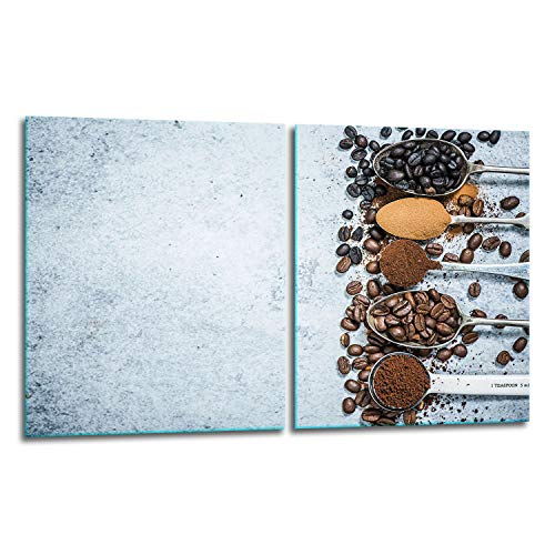 TMK | Herdabdeckplatten Set 2x40x52 cm Ceranfeld Abdeckung Glas Spritzschutz Abdeckplatte Glasplatte Herd Ceranfeldabdeckung Deko Schneidebrett Kaffee von TMK ArtDeko
