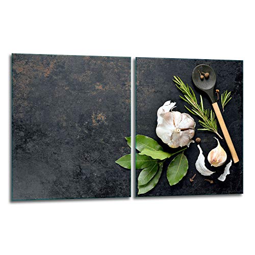 TMK | Herdabdeckplatten Set 2x40x52 cm Ceranfeld Abdeckung Glas Spritzschutz Abdeckplatte Glasplatte Herd Ceranfeldabdeckung Deko Schneidebrett Küche von TMK ArtDeko