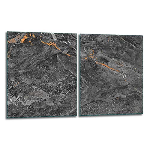 TMK ArtDeko Herdabdeckplatte 2 Teilig 40x52 cm - Spritzschutz Herdabdeckung – Herdschutz aus Sicherheitsglas – Robust, Hygienisch & Rutschfest– Schutz für Induktion, Ceran, Gas & Elektro von TMK ArtDeko
