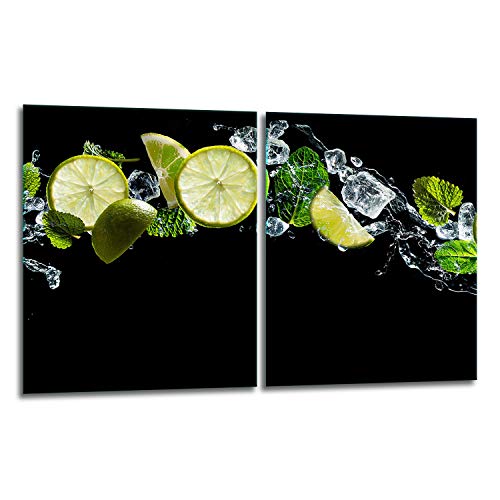 TMK | Herdabdeckplatten Set 2x40x52 cm Ceranfeld Abdeckung Glas Spritzschutz Abdeckplatte Glasplatte Herd Ceranfeldabdeckung Deko Schneidebrett grün Zitrone TMK | Herdabdeckplatten Set 2x40x52 cm Ceranfeld Abdeckung Glas Spritzschutz Abdeckplatte Glasplatte Herd Ceranfeldabdeckung Deko Schneidebrett grün Zitrone von TMK ArtDeko