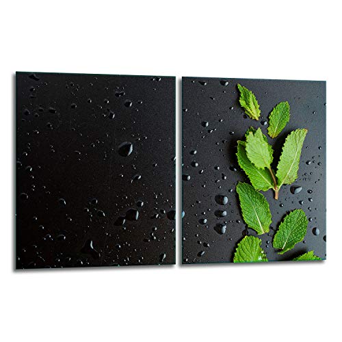 TMK ArtDeko Herdabdeckplatte 2 Teilig 2x40x52 cm - Spritzschutz Herdabdeckung – Herdschutz aus Sicherheitsglas – Robust, Hygienisch & Rutschfest– Schutz für Induktion, Ceran, Gas & Elektro von TMK ArtDeko