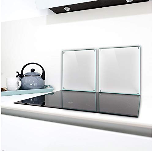 TMK | Herdabdeckplatten Set 2x40x52 cm Ceranfeld Abdeckung Glas Spritzschutz Abdeckplatte Glasplatte Herd Ceranfeldabdeckung transparent - durchsichtig von TMK ArtDeko