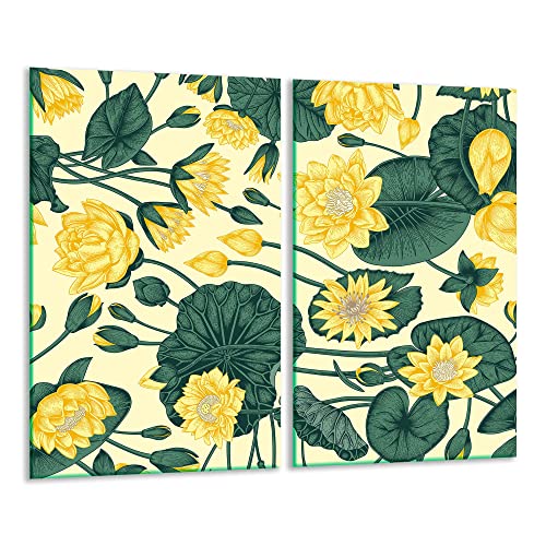 TMK | Herdabdeckplatten ceranfeld 2 Teilig 30x52 cm | Ceranfeldabdeckung Küche Elektroherd Induktion | Herdschutz Spritzschutz | Glasplatte Schneidebrett | Blumen von TMK ArtDeko