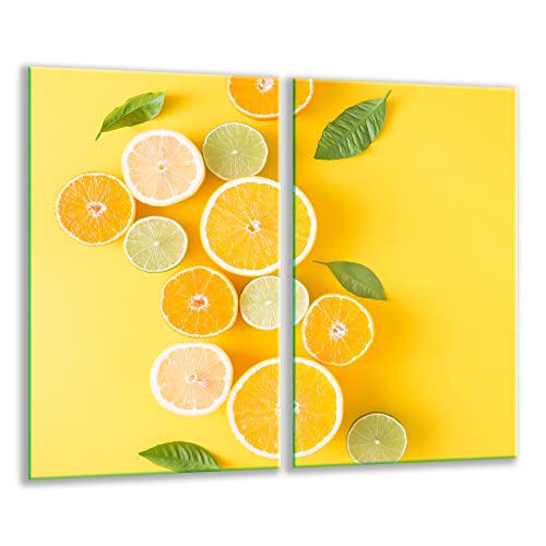TMK | Herdabdeckplatten ceranfeld 2 Teilig 30x52 cm | Ceranfeldabdeckung Küche Elektroherd Induktion | Herdschutz Spritzschutz | Glasplatte Schneidebrett | Obst von TMK ArtDeko