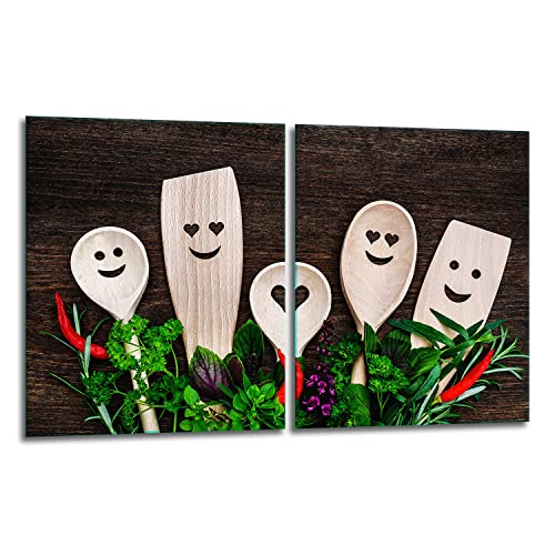 TMK | Herdabdeckplatten ceranfeld 2 Teilig 40x52 cm | Ceranfeldabdeckung Küche Elektroherd Induktion | Herdschutz Spritzschutz | Glasplatte Schneidebrett | Küche von TMK ArtDeko