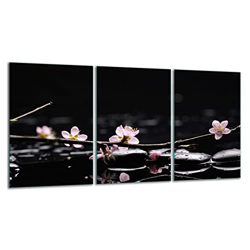 TMK | Herdabdeckplatten ceranfeld 3 Teilig 30x52 cm | Ceranfeldabdeckung Küche Elektroherd Induktion | Herdschutz Spritzschutz | Glasplatte Schneidebrett | Blume von TMK ArtDeko