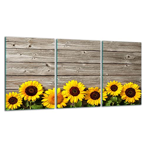 TMK | Herdabdeckplatten ceranfeld 3 Teilig 30x52 cm | Ceranfeldabdeckung Küche Elektroherd Induktion | Herdschutz Spritzschutz | Glasplatte Schneidebrett | Holz Blumen von TMK ArtDeko