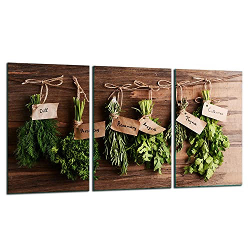 TMK | Herdabdeckplatten ceranfeld 3 Teilig 30x52 cm | Ceranfeldabdeckung Küche Elektroherd Induktion | Herdschutz Spritzschutz | Glasplatte Schneidebrett | Holz Herbst von TMK ArtDeko