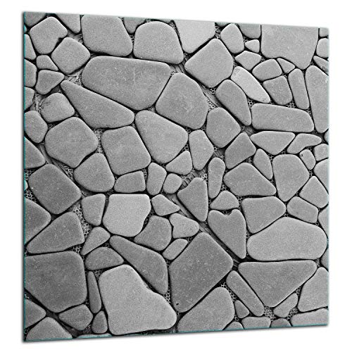 TMK | Küchenrückwand Spritzschutz aus gehärtetem Glas 60x65 cm - Dekoglas mit selbstklebendem Klebeband - Glasrückwand Küche, Grau Stein von TMK ArtDeko