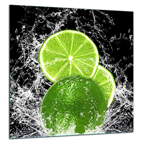 TMK | Küchenrückwand Spritzschutz aus gehärtetem Glas 60x65 cm - Dekoglas mit selbstklebendem Klebeband - Glasrückwand Küche, grün Zitrone von TMK ArtDeko