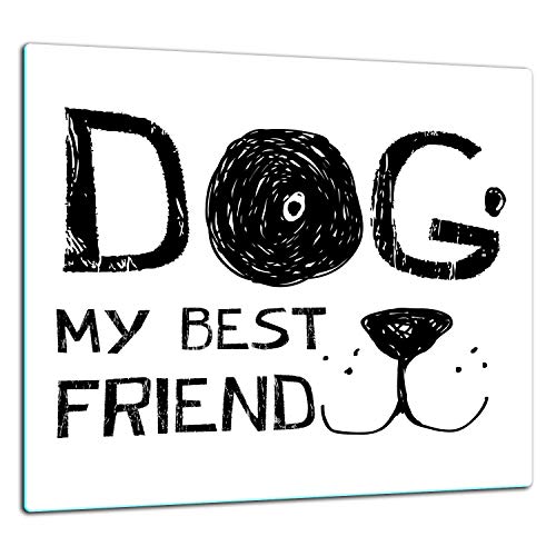 TMK | Küchenrückwand Spritzschutz aus gehärtetem Glas 65x60 cm - Dekoglas mit selbstklebendem Klebeband - Glasrückwand Küche, Hund von TMK ArtDeko
